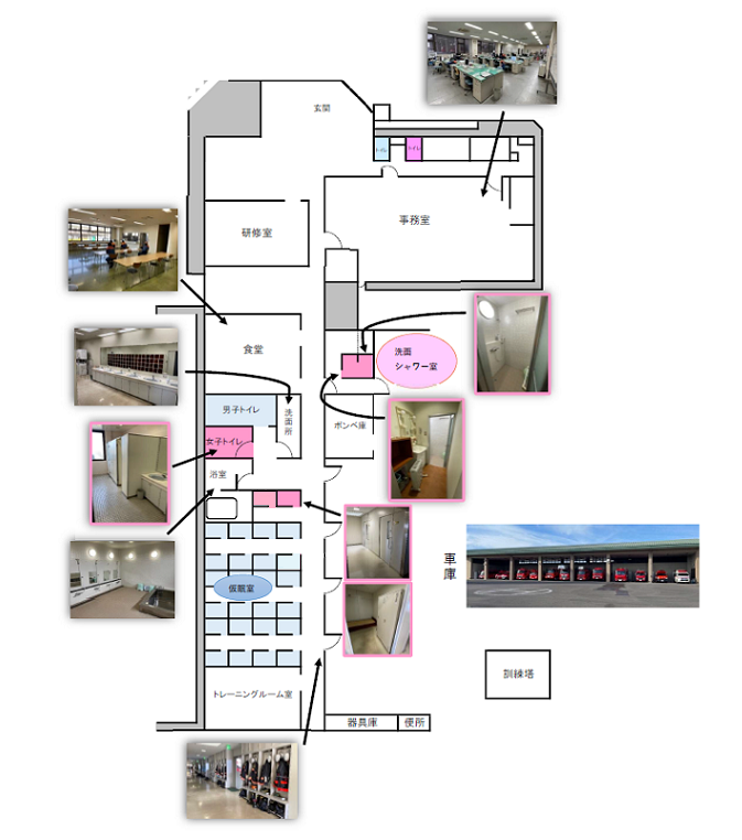 消防署の女性専用施設フロアマップ