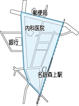 地図：名鉄森上駅周辺路上喫煙禁止区域