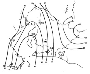 10分間平均最大風速(m/s)とその風向の図