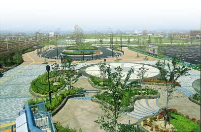 イラスト:稲沢駅周辺地区 おりづふれあい広場公園・稲沢駅東口駅前広場