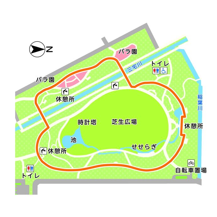 稲沢公園ウォーキングコースのマップ