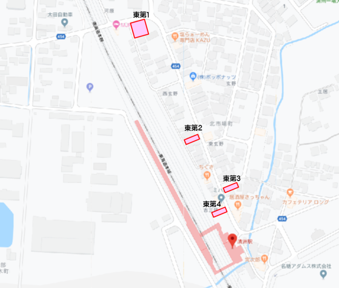 清洲駅周辺公共自転車等駐車場位置図