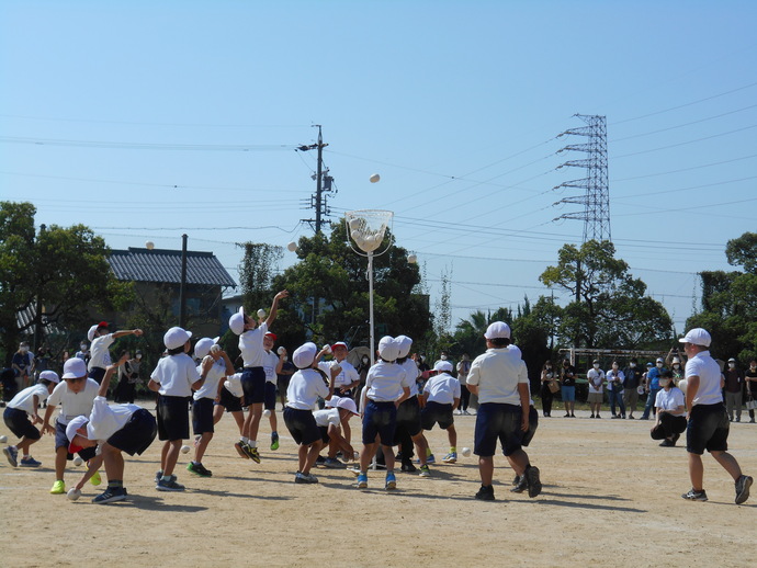 小正小学校 玉入れの様子
