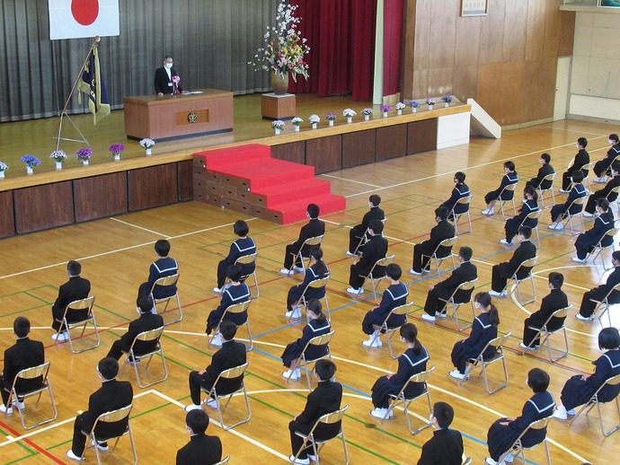 大里中学校 入学式の様子