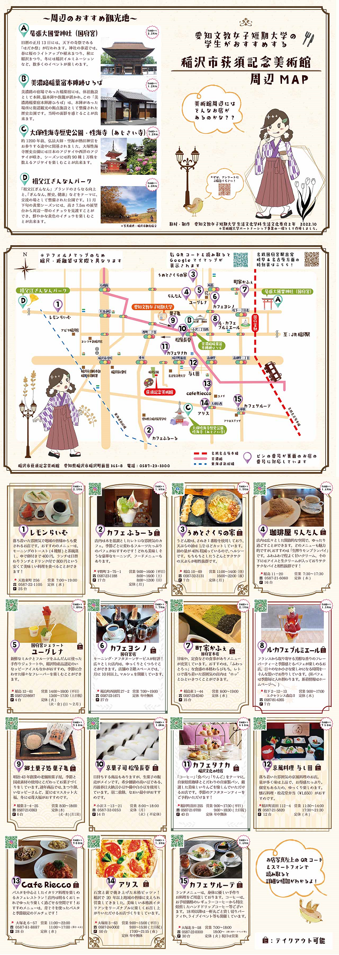愛知文教女子短期大学作成美術館周辺マップ